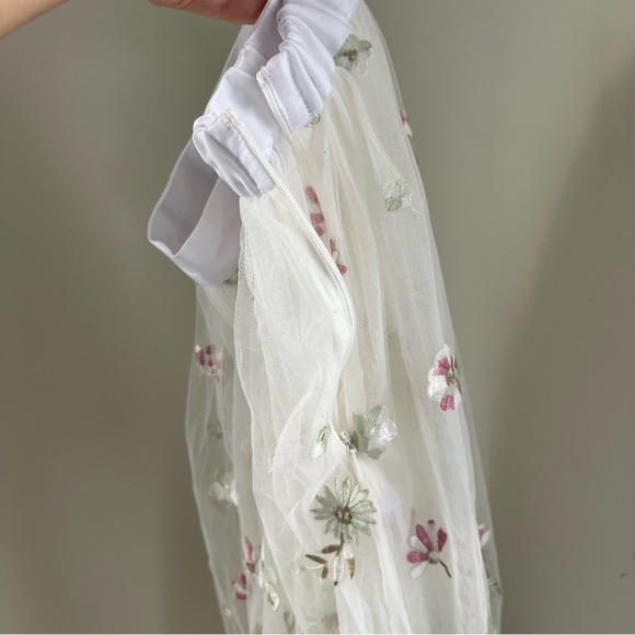🍉Lily Brown Japan Floral Midi Skirt Embroidered Mesh Sheer Snidel Tulle White - Picture 5 of 9